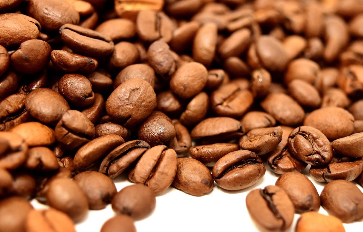 Coffee bean texture close up