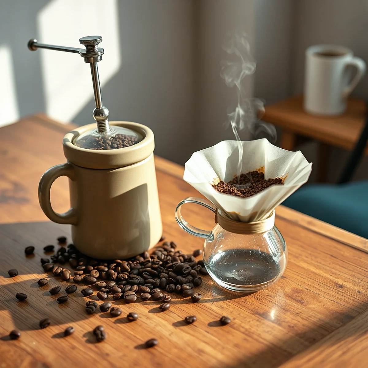 Beautiful home cafe atmosphere for coffee enjoyed at home