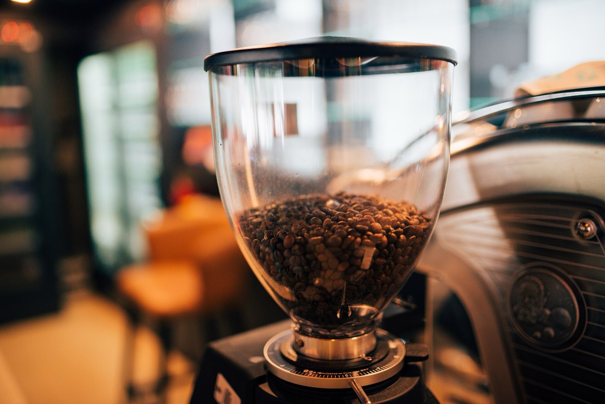 Coffee bean grinder in natural light