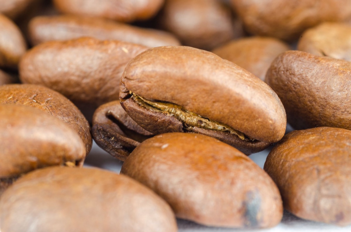 Side by side view of Arabica and Robusta coffee beans