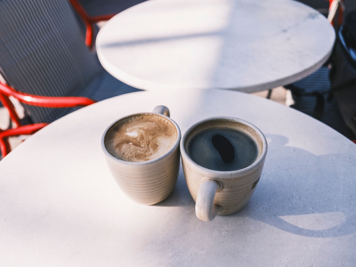 Swedish coffee shop with ceramic mugs