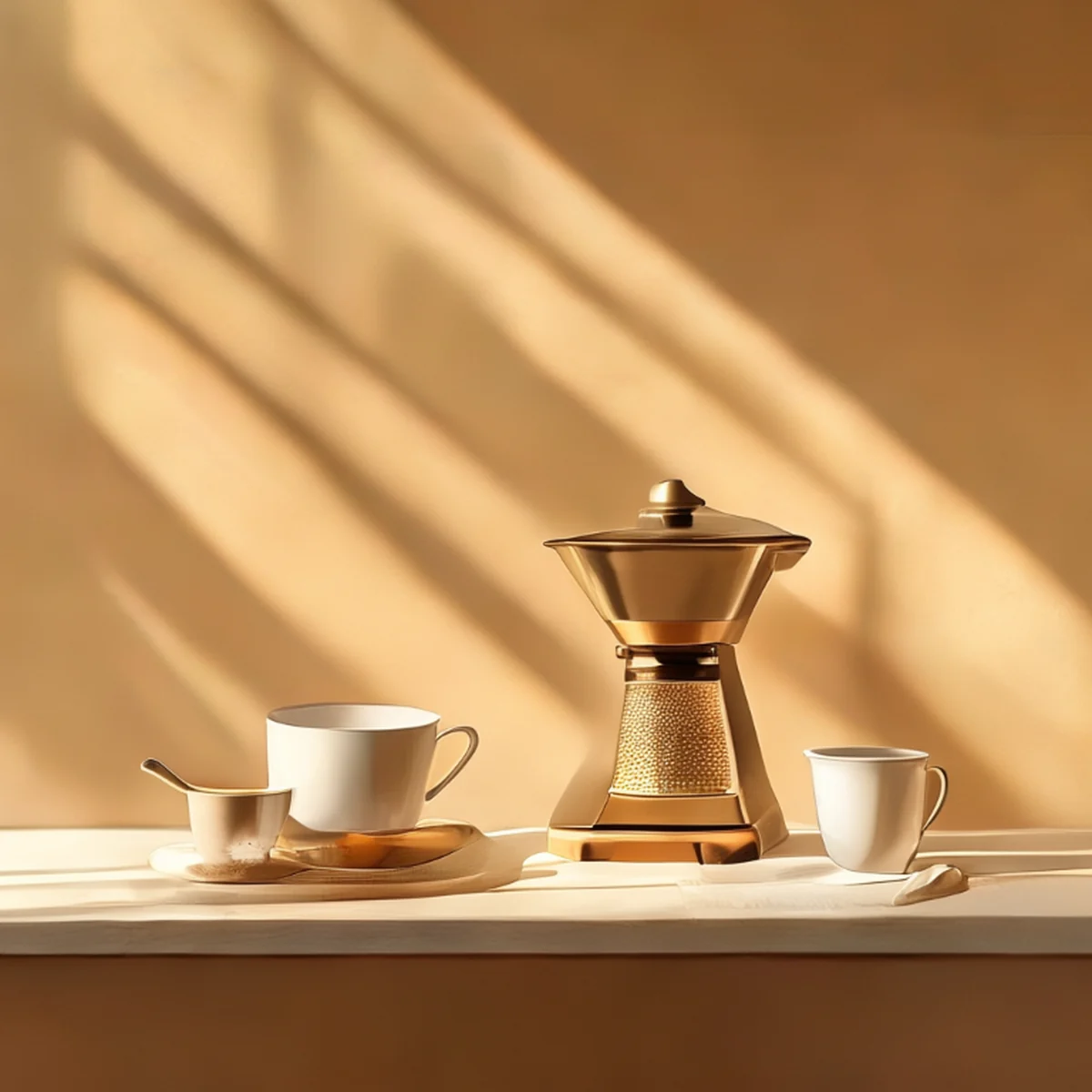 molinillo de café y taza medidora