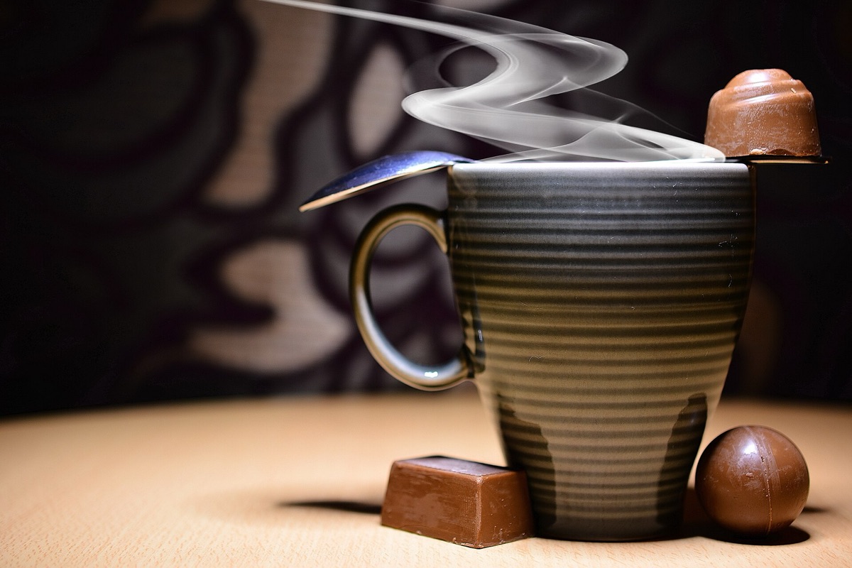 Coffee cup with steam rising from it