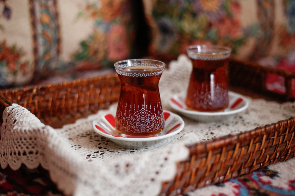 Zarf cup in traditional coffee culture setting